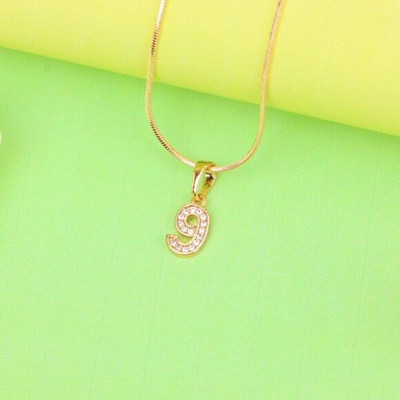 "Rose Gold Number 9 Pendant with Crystals – 18K Gold Plated Charm, XPPT1349 - Picture 13 of 13